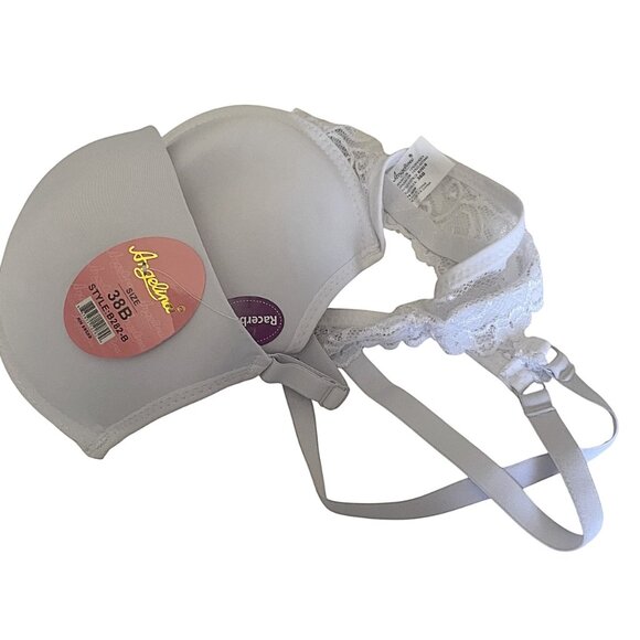 Angelina Lace Accent Lightly Padded Front Clasp Racerback Bra 38B - Picture 4 of 5